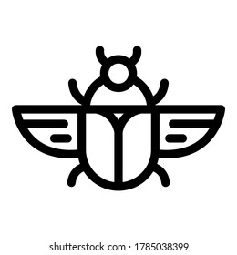 Flying scarab beetle icon. Outline flying scarab beetle vector icon for web design isolated on white background