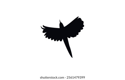 Flying Scimitarbill Bird Silhouette Design  And Vector Illustration. 