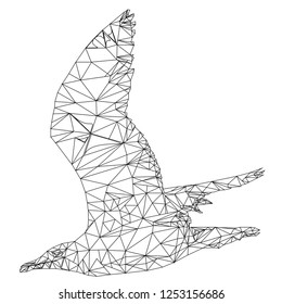 Flying sea gall in vector cubism