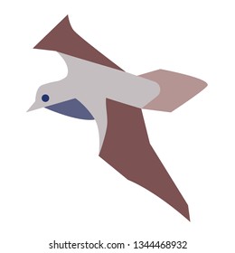 Flying seagull flat illustration on white
