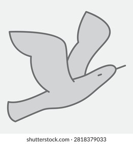 Flying seagull isometric icon, animals concept. Vector graphics. Bird closeup sign with outline style icon for mobile or web design