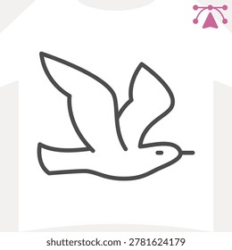 Flying seagull line icon, animals concept. Vector graphics. Bird closeup sign and editable stroke, outline style icon for mobile or web design