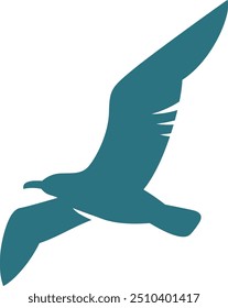 Logotipo de gaivota voadora. Emblema simples para aves marinhas