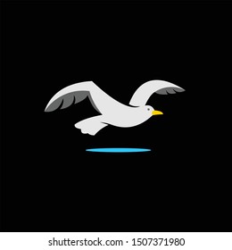 flying seagull logo simple cartoon bird illustration vector of the sea icon idea