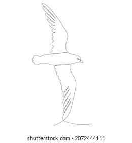 flying seagull one continuous line drawing, vector, isolated