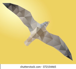 Flying seagull polygon illustration