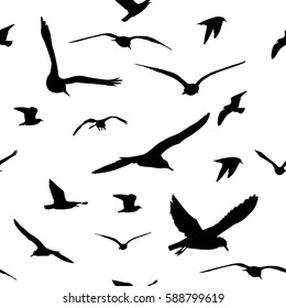 flying seagull. Seamless background.Vector