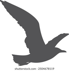 Flying seagull silhouette. Free wild bird icon