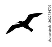 Flying Seagull silhouette vector flat illustration design.