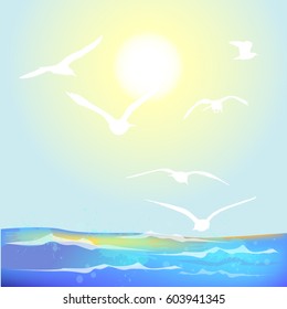 flying seagull. Vector