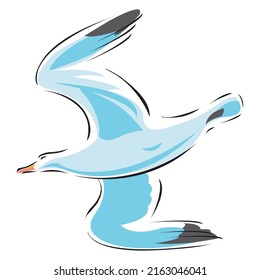 Ilustración del vector de gaviota volante. Ave De Gaviota Aislada En Un Fondo Blanco
