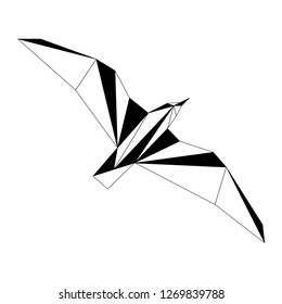Flying seagull.  Vector origami bird. Flat design. Low poly art