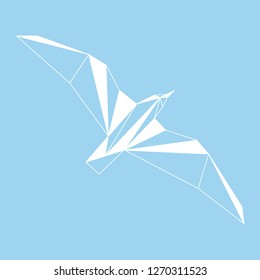 Flying seagull.  Vector origami bird. Flat design. Low poly art 