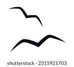Flying Seagulls Silhouette Vector Illustration