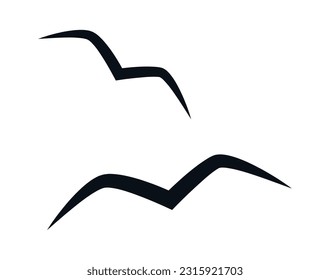 Flying Seagulls Silhouette Vector Illustration