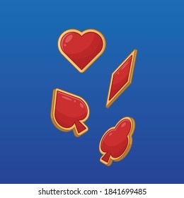 Flying set of playing card suits vector illustration. Isometric casino and poker banner background concept.