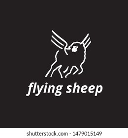 Flying Sheep concept logo. vector for brand, tshirt print or any other purpose