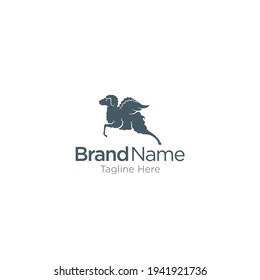 flying sheep logo concept, lamb, vector logo design template