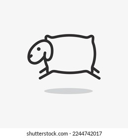 Flying sheep pillow for poster about sleep.