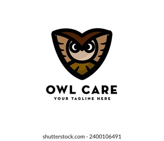 flying shield owl logo icon symbol design template illustration inspiration