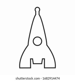icono de línea de objeto de espacio de buque en vuelo