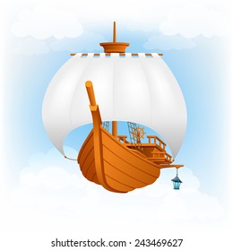 Flying Ship Vector Illustration