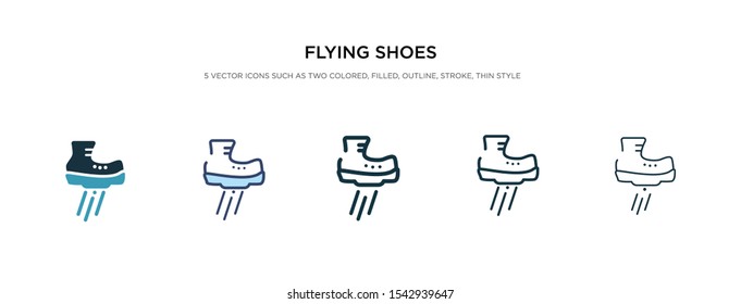 flying shoes icon in different style vector illustration. two colored and black flying shoes vector icons designed in filled, outline, line and stroke style can be used for web, mobile, ui