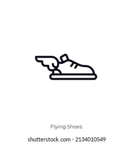 Icono de Zapatos de vuelo. Diseño de icono de estilo de esquema aislado en fondo blanco