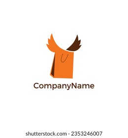 Bolsa de compras voladora con el personaje de la ala ángel vectores cartografía tienda online servicio mascota concepto de ilustración conjunto