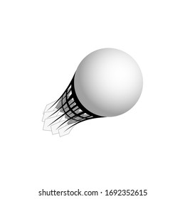 flying shuttlecock in perspective isolated on white, vector stock illustration