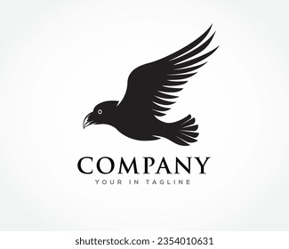 flying silhouette raven bird logo symbol design template illustration inspiration