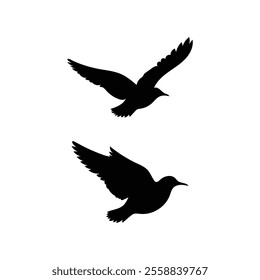 Flying Bird’s Silhouettes for Creative Design Illustration