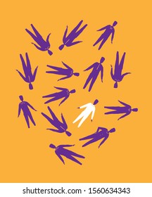 Flying silhouttes of businessmen. Vector illustration
