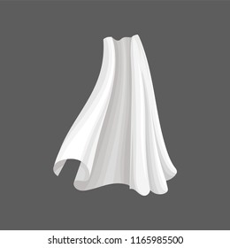 Flying silk textile. White soft cloth blowing in the wind. Flat vector for advertising poster of atelier or fabric production industry