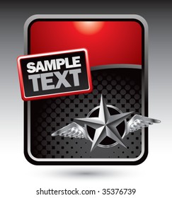 flying silver star on red banner