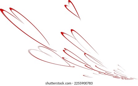 Volando corazones vectoriales esquemáticos. Creación del estado de ánimo Impetuoso y dinámico, improvisado y romántico.