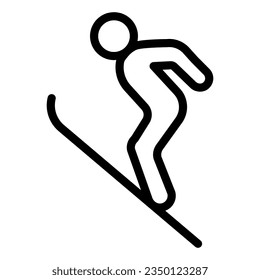 Flying skier line icon, Winter season concept, Ski Jumper sign on white background, Ski jumping silhouette icon in outline style mobile concept web design. Vector graphics.