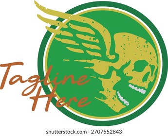 Ilustración de la fuerza verde del Vector del logotipo del cráneo volador