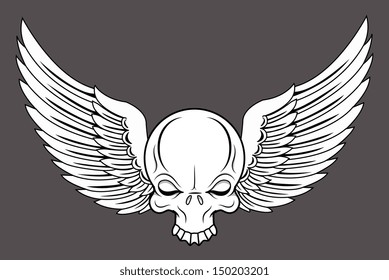 Flying Skull - Vector Cartoon Illustration