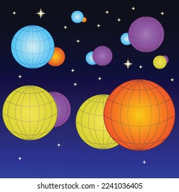 Flying Sky Lanterns square banner. Background for Diwali festival, Mid-Autumn Festival or Chinese celebration. Glowing floating lights in the night sky with place for text. Illustration