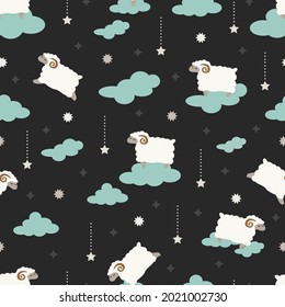 Flying Sleep Dream Vector Seamless Pattern can be use for background and decoration