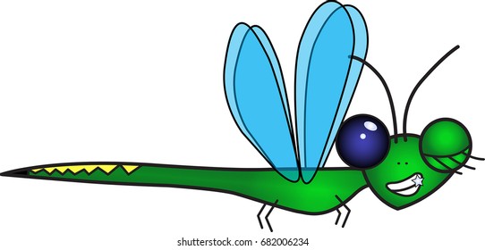 A flying smiling dragonfly
