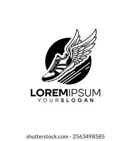 Flying Sneaker Wings Vector Logo Design Template