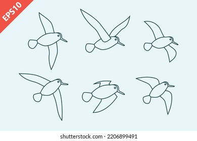 Flying snipe bird animals design icon vector flat modern isolated illustration