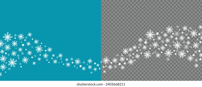 flancos de nieve volantes o líneas de borde de nieve en el vector sobre fondo transparente