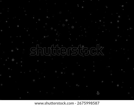 Flying Snow. Random snowfall design.Snowflakes gently falling on black background. February vector design. Overlay design. 