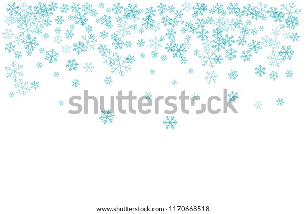Flying snowflakes. Top border. Winter\
decoration element isolated on the white\
background.