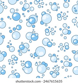 Flying soap bubbles shapes. Seamless pattern. Bath, shampoo, shaving. Hand drawn style. Vector drawing. Design ornaments.