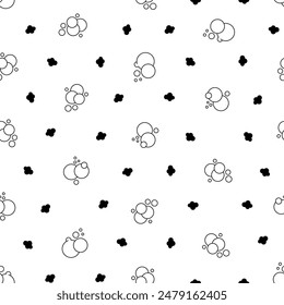 Formas de burbujas de jabón voladoras. Patrón sin costuras. Página para colorear. Baño, champú, afeitado. Estilo dibujado a mano. Dibujo de Vector. Diseñar adornos.