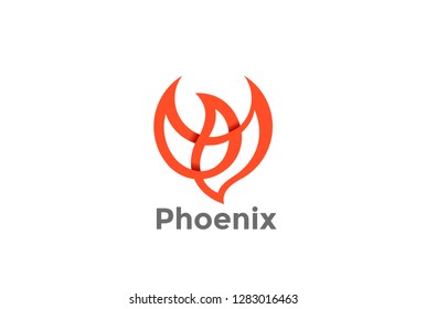 Flying Soaring Phoenix Bird Logo design vector template.  Dove Fashion Luxury Logotype concept icon.